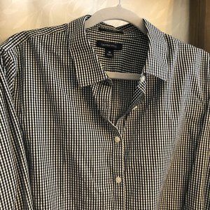 Lands End, Black Checked Shirt, Size 18